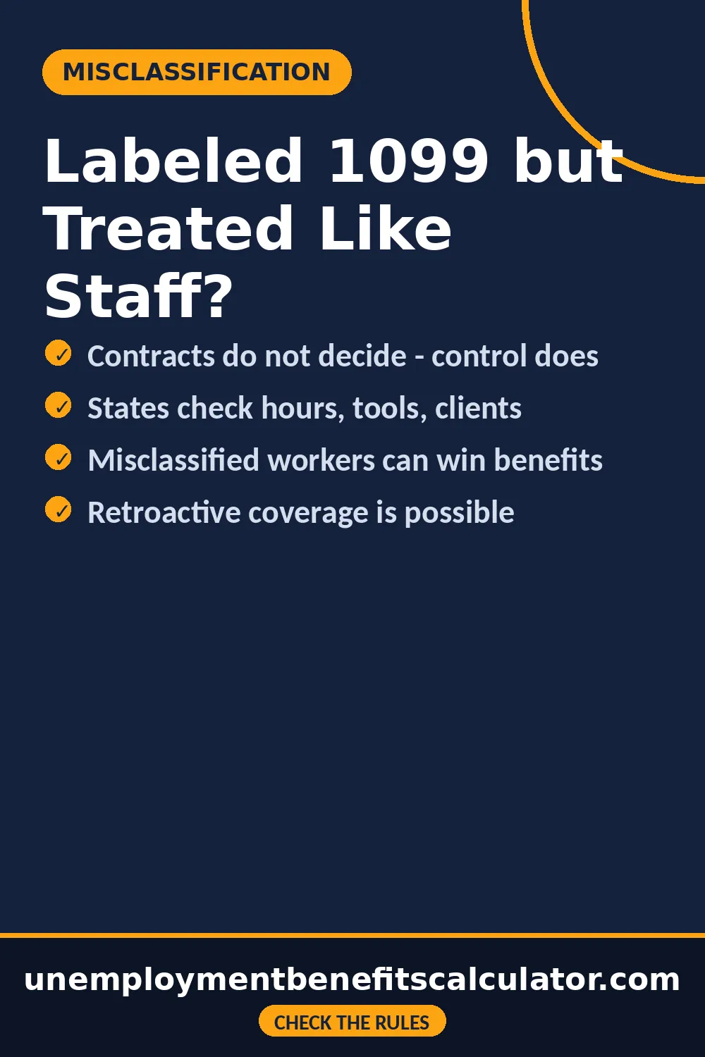 Pin on worker misclassification - labeled 1099 but treated like an employee can still qualify for unemployment benefits