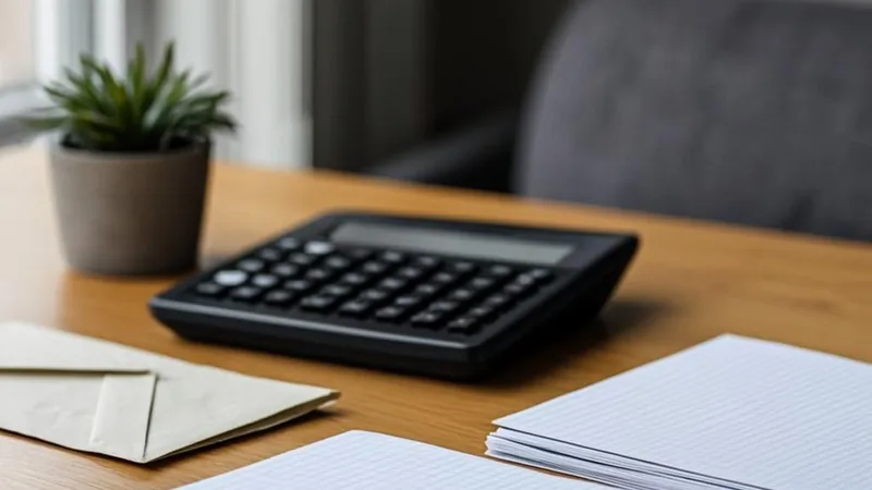 Final paycheck envelope and calculator on a desk after a workplace closure