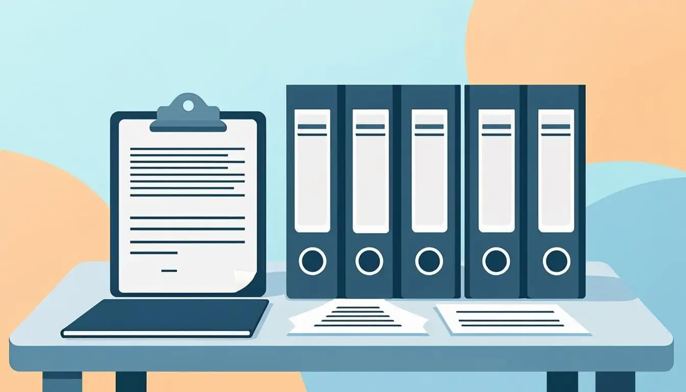 Organized documents and checklist items needed before filing for unemployment benefits