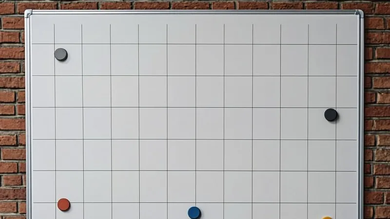 Break room wall with a blank staff schedule board
