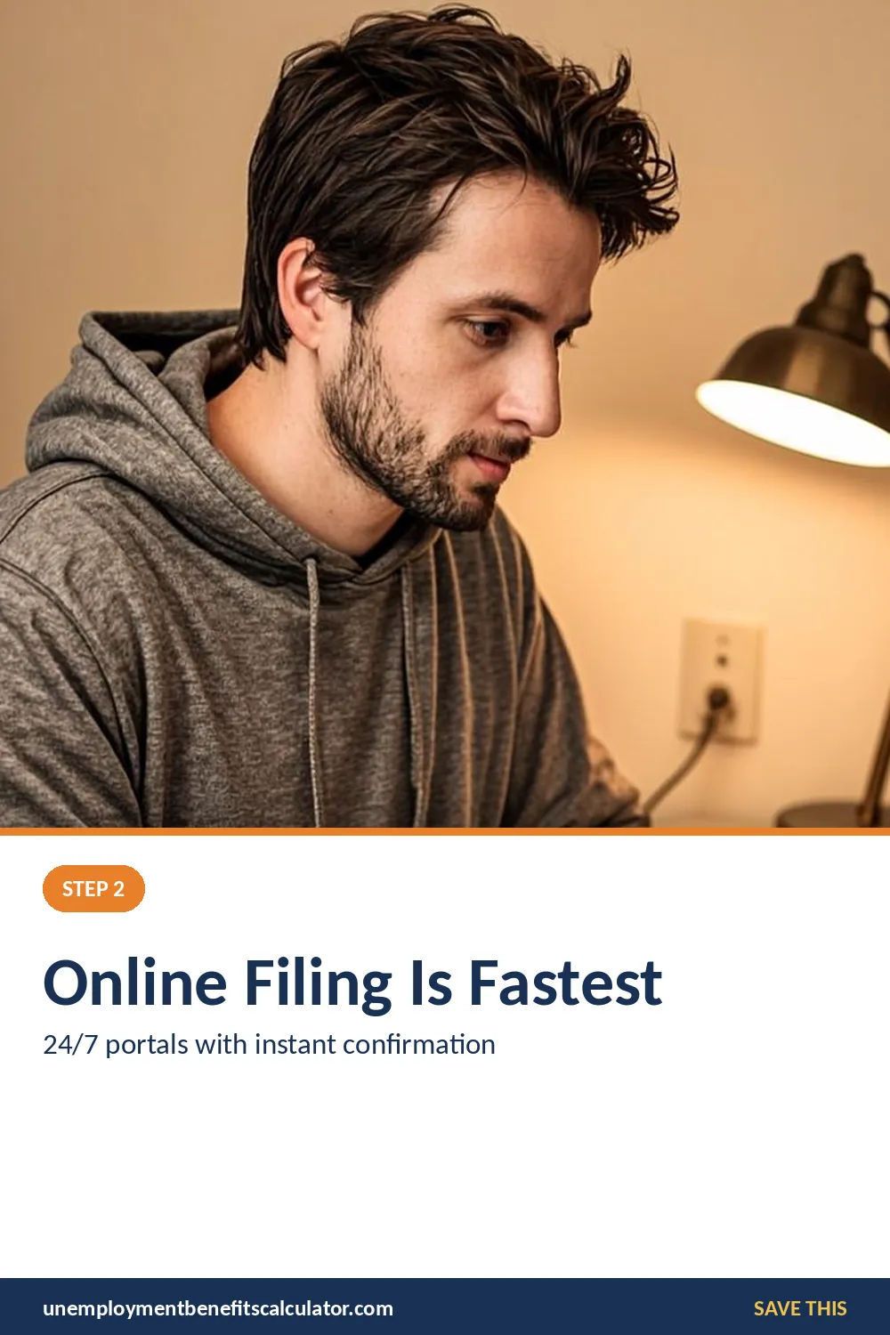 Photorealistic photo of a young American man filing an online unemployment application with his license and Social Security card beside the laptop
