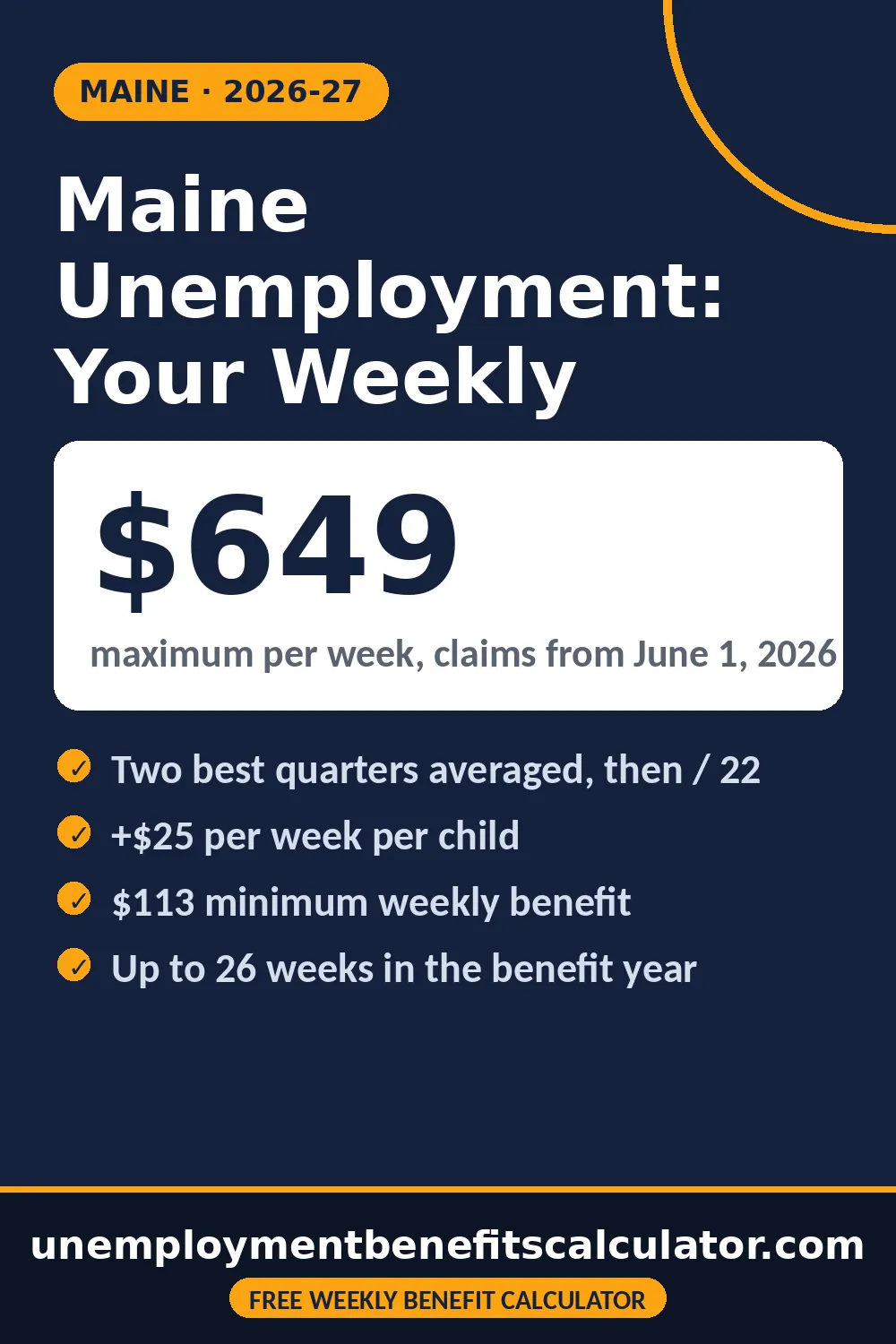 Maine unemployment benefits 2026: weekly benefit amount calculator and payment ranges