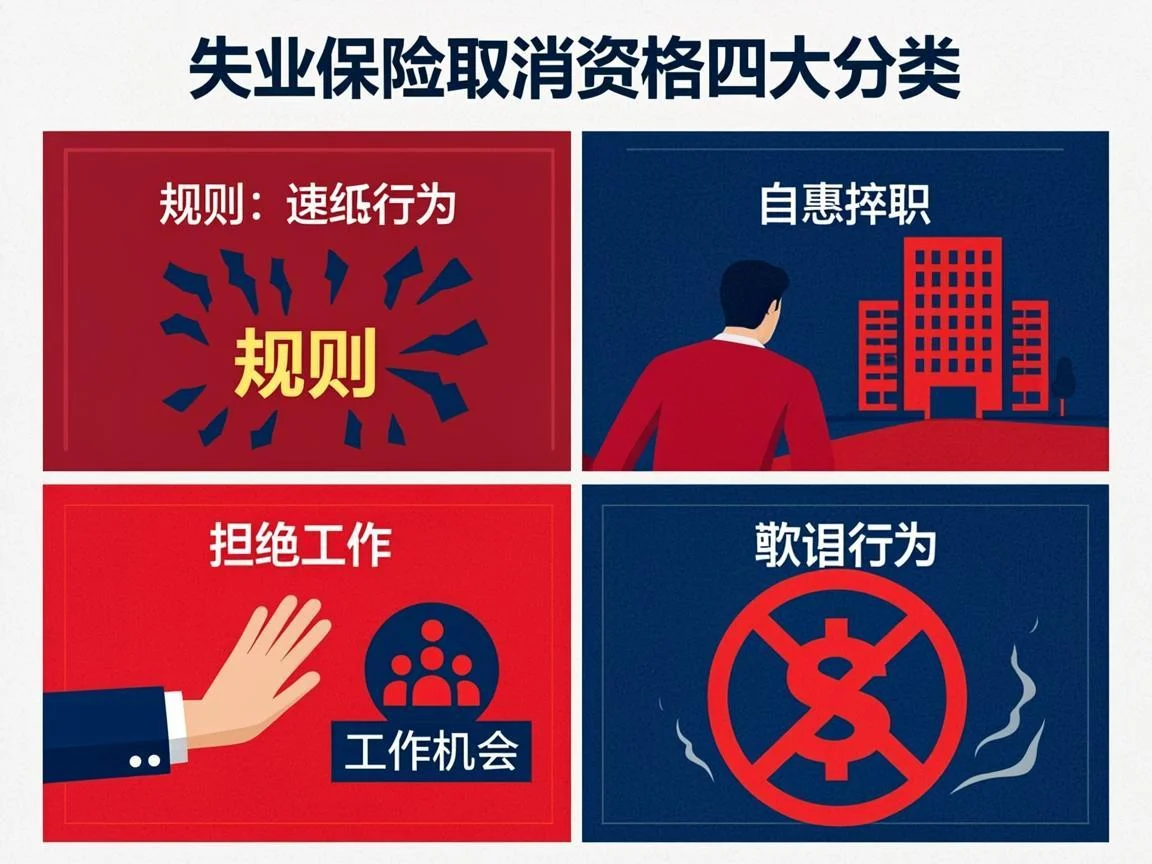 Types of unemployment disqualification - misconduct, voluntary quit, refusing work, fraud and misrepresentation categories