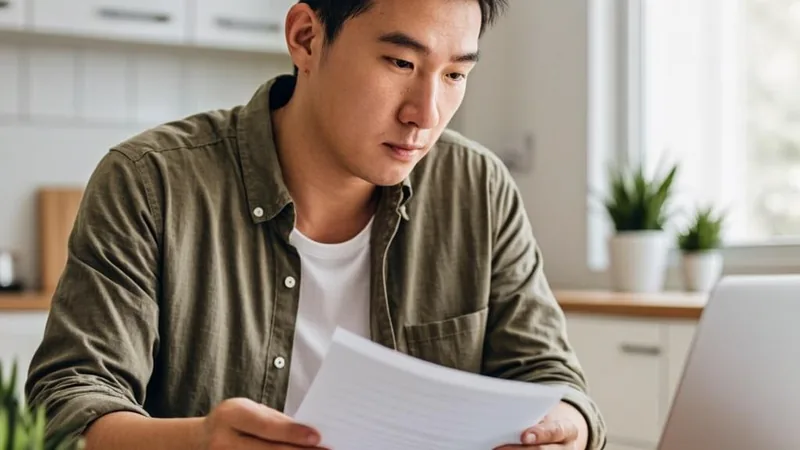 Injured worker reviewing a medical release form with a laptop and notebook before filing for unemployment