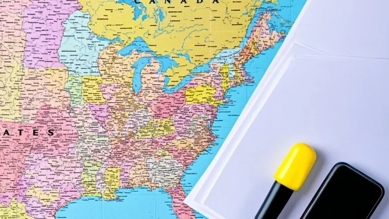 Unemployment paperwork next to a map of the United States showing how state rules treat settlements differently